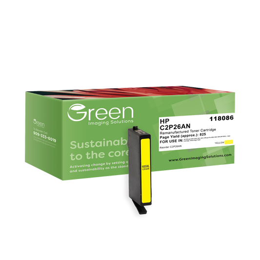 Green Imaging Solutions USA Remanufactured High Yield Yellow Ink Cartridge for HP 935XL (C2P26AN)