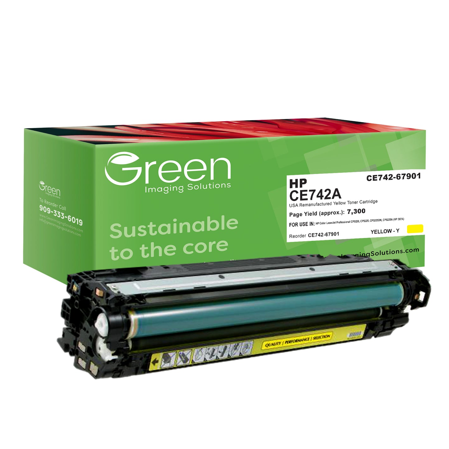 GIS USA Remanufactured Yellow Toner Cartridge for HP CE742A (HP 307A)