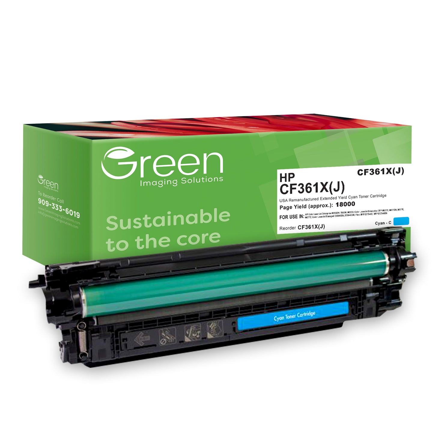 GIS USA Remanufactured Extended Yield Cyan Toner Cartridge for HP CF361X