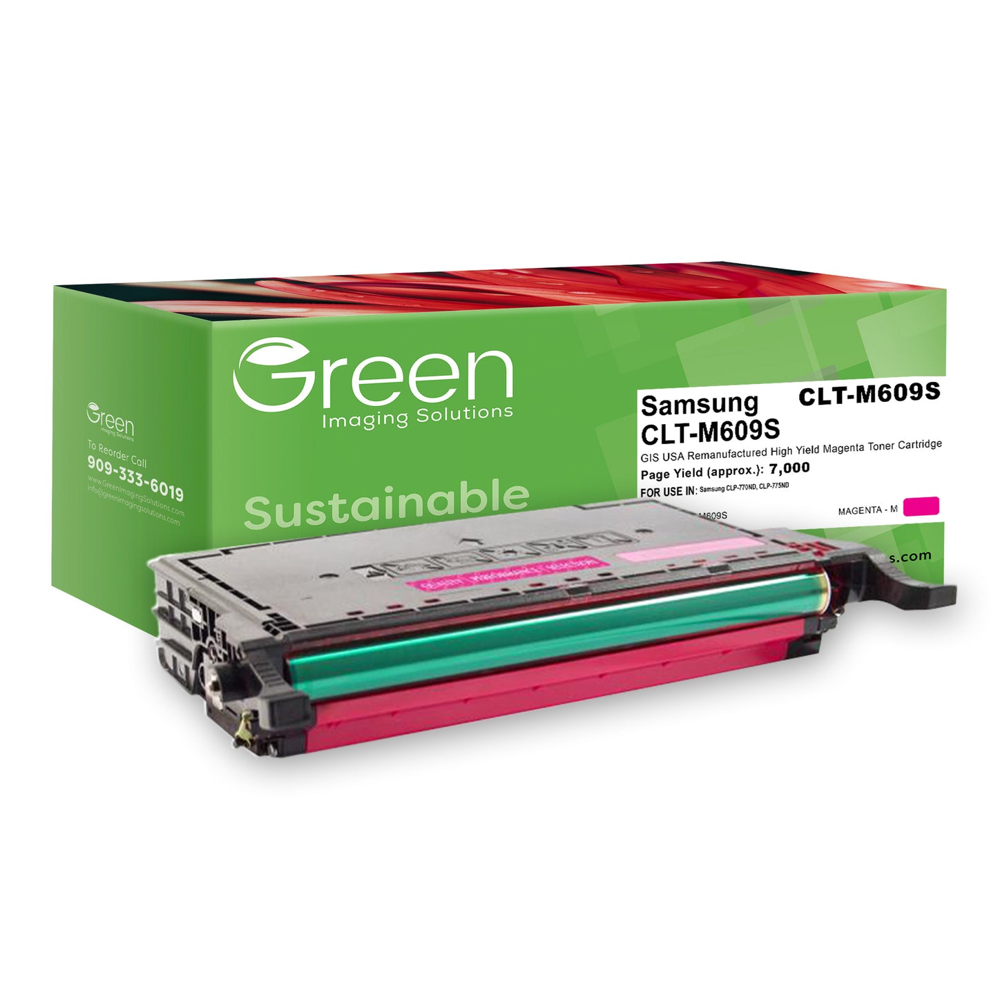 Green Imaging Solutions USA Remanufactured Magenta Toner Cartridge for Samsung CLT-M609S