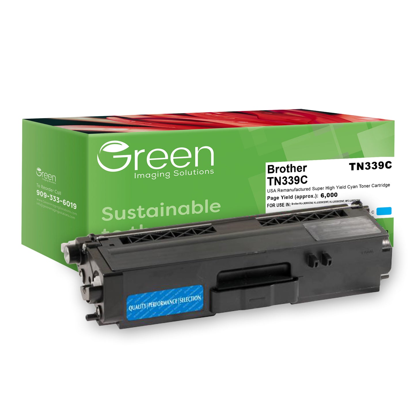 Green Imaging Solutions USA Remanufactured Super High Yield Cyan Toner Cartridge for Brother TN339