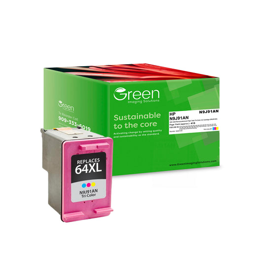 Green Imaging Solutions USA Remanufactured High Yield Tri-Color Ink Cartridge for HP 64XL (N9J91AN)