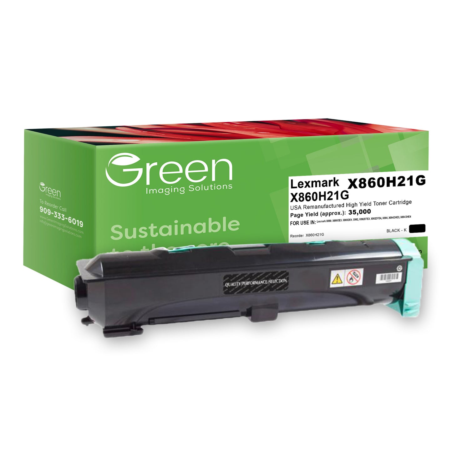 Green Imaging Solutions USA Remanufactured High Yield Toner Cartridge for Lexmark X860