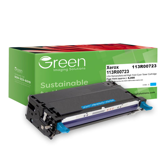 Green Imaging Solutions USA Remanufactured High Yield Cyan Toner Cartridge for Xerox 113R00723
