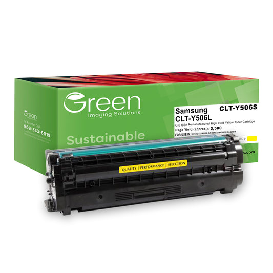 Green Imaging Solutions USA Remanufactured High Yield Yellow Toner Cartridge for Samsung CLT-Y506L/CLT-Y506S