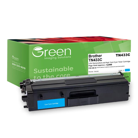 Green Imaging Solutions USA Remanufactured High Yield Cyan Toner Cartridge for Brother TN433C