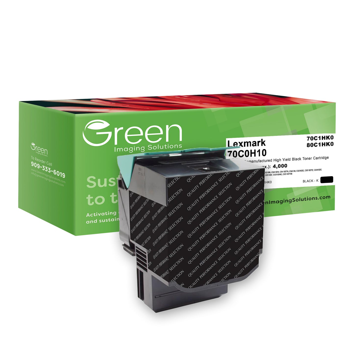 Green Imaging Solutions USA Remanufactured High Yield Black Toner Cartridge for Lexmark CS310/CS410/CS510