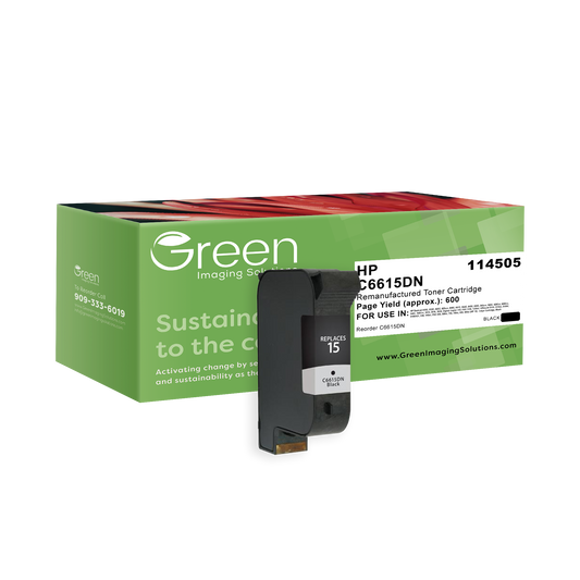 Green Imaging Solutions USA Remanufactured Black Ink Cartridge for HP 15 (C6615DN)