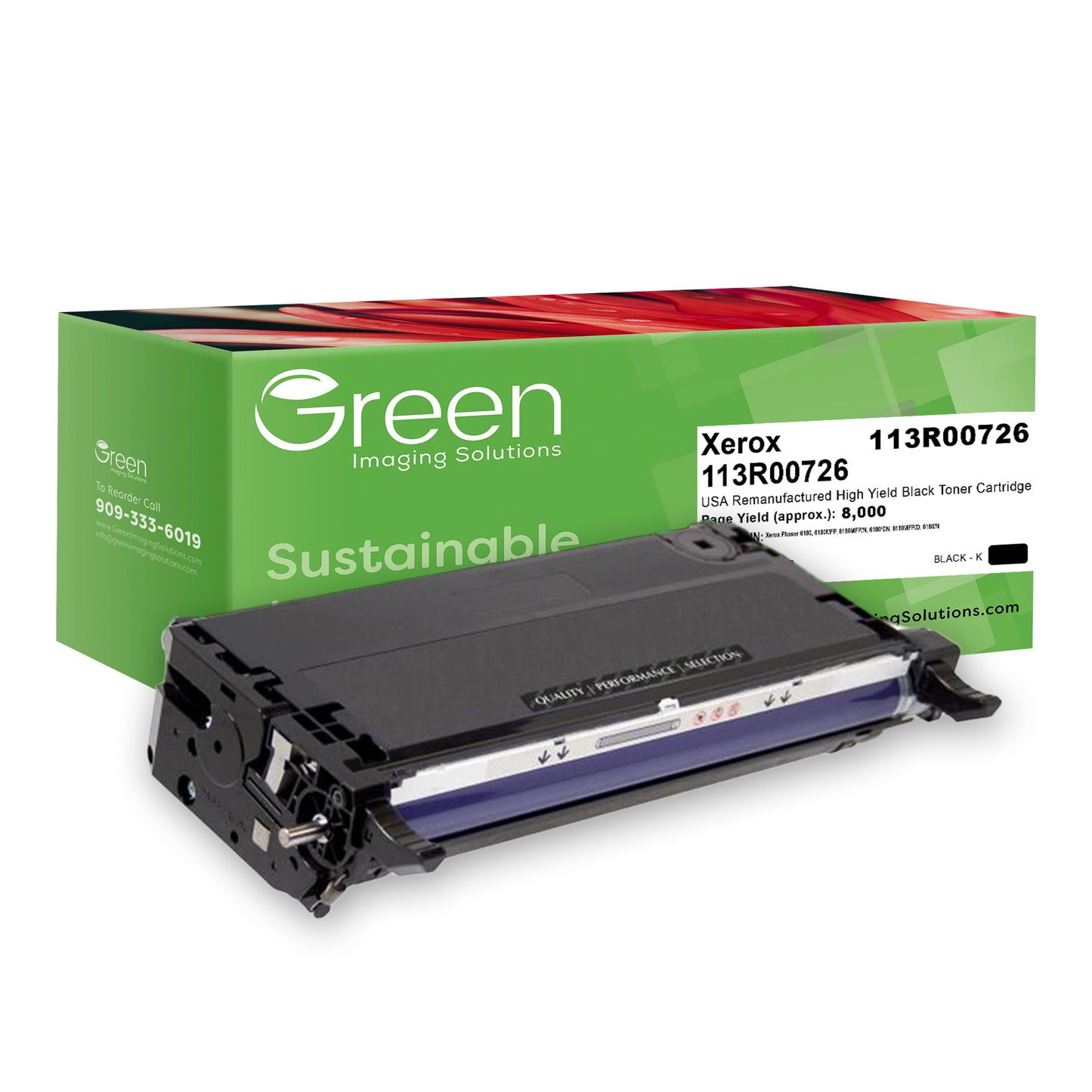 Green Imaging Solutions USA Remanufactured High Yield Black Toner Cartridge for Xerox 113R00726