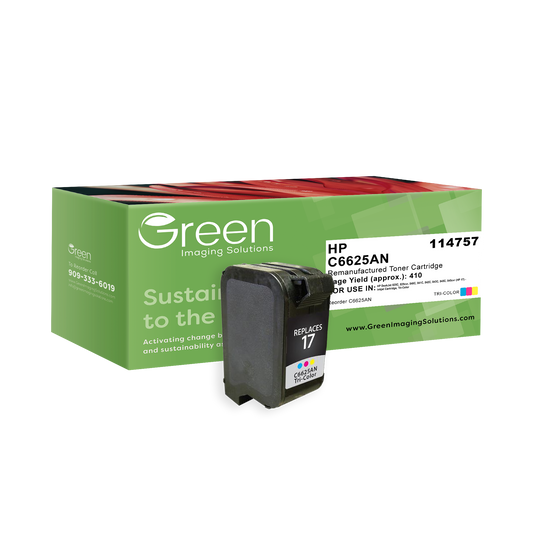 Green Imaging Solutions USA Remanufactured Tri-Color Ink Cartridge for HP 17 (C6625AN)