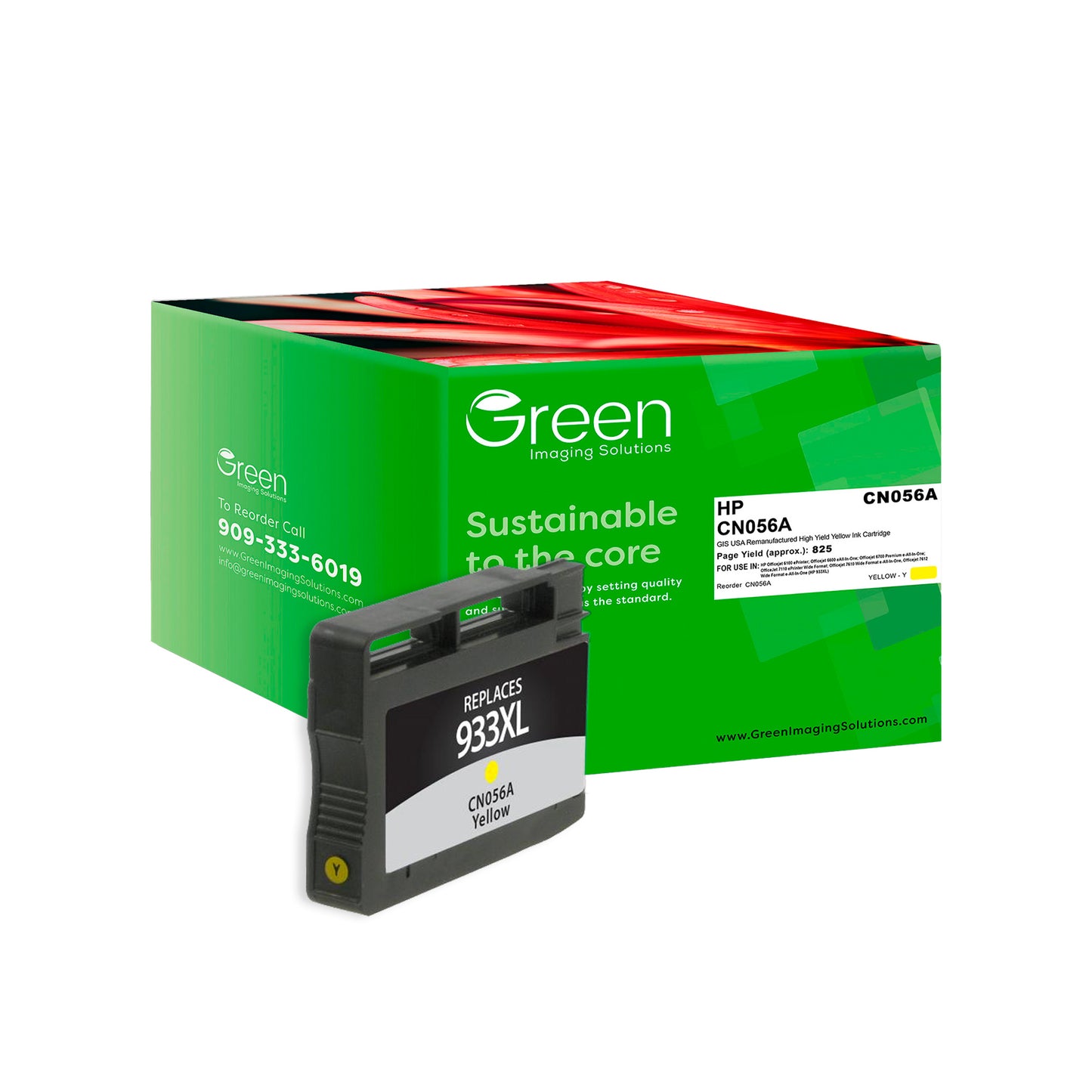 Green Imaging Solutions USA Remanufactured High Yield Yellow Ink Cartridge for HP 933XL (CN056A)
