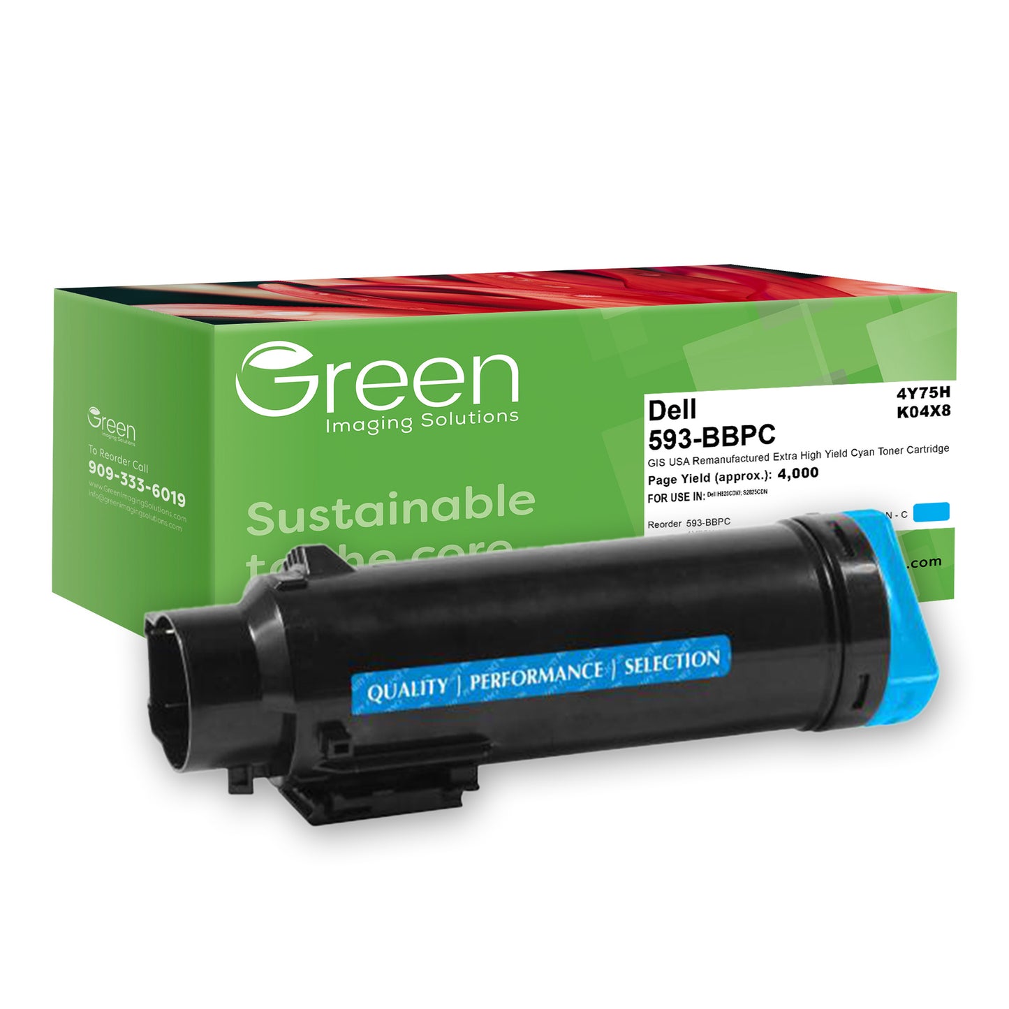 Green Imaging Solutions USA Remanufactured Extra High Yield Cyan Toner Cartridge for Dell H825