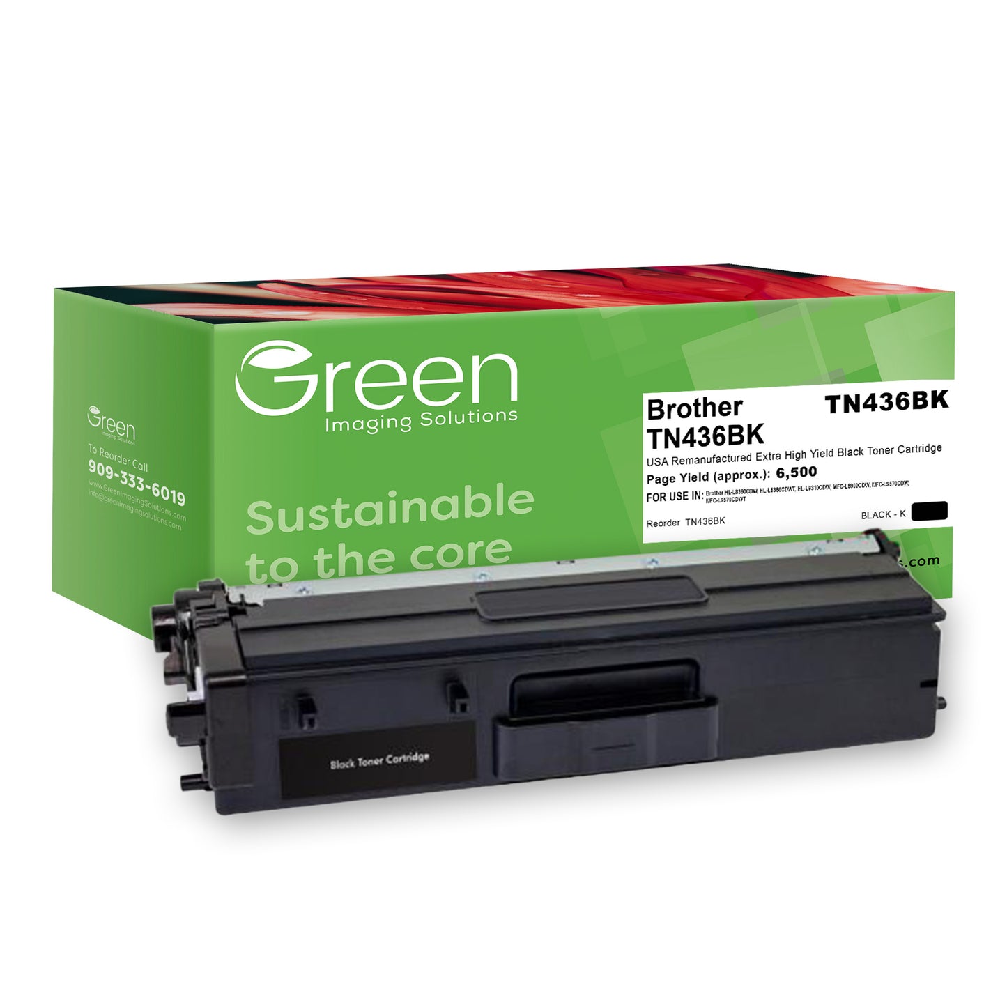Green Imaging Solutions USA Remanufactured Extra High Yield Black Toner Cartridge for Brother TN436BK