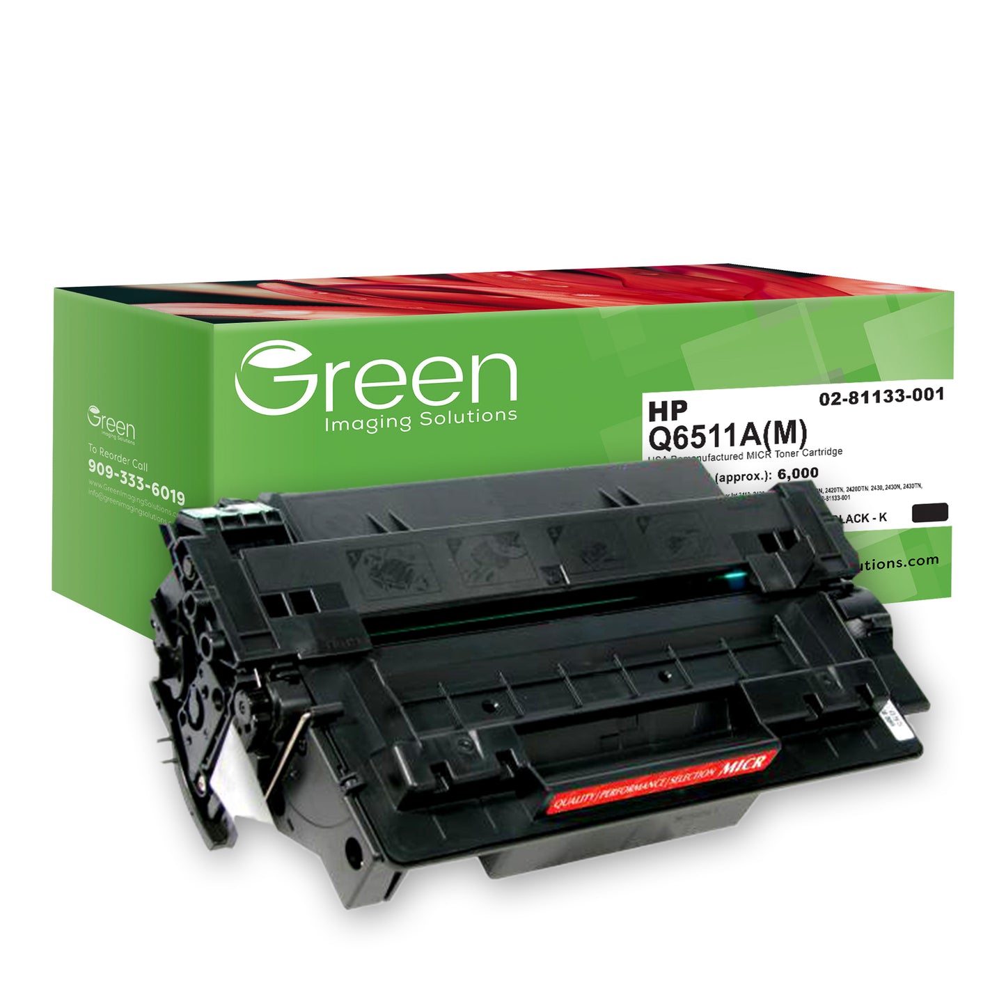 GIS USA Remanufactured MICR Toner Cartridge for HP Q6511A, TROY 02-81133-001