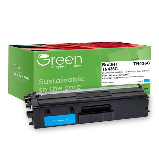 Green Imaging Solutions USA Remanufactured Extra High Yield Cyan Toner Cartridge for Brother TN436C