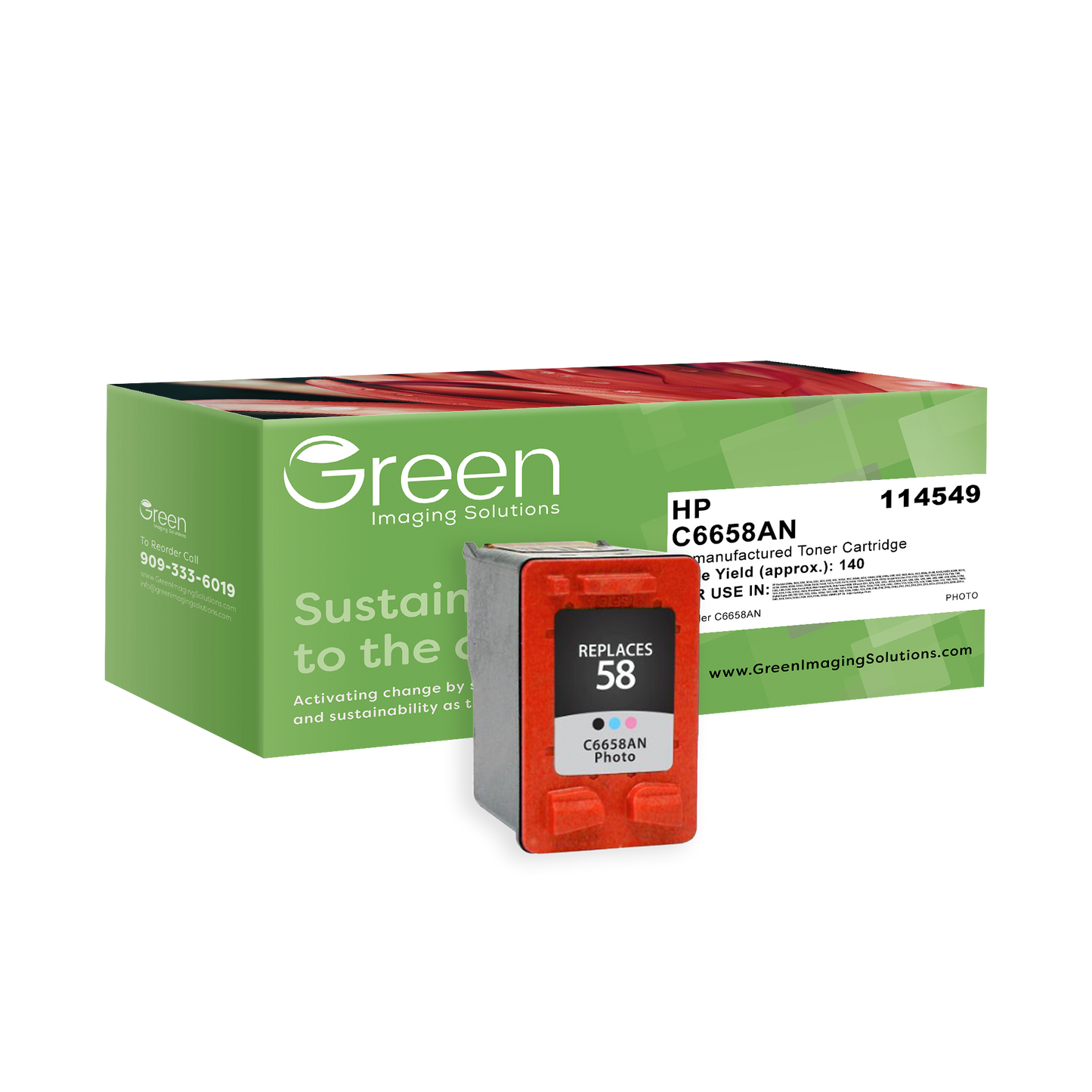 Green Imaging Solutions USA Remanufactured Photo Ink Cartridge for HP 58 (C6658AN)