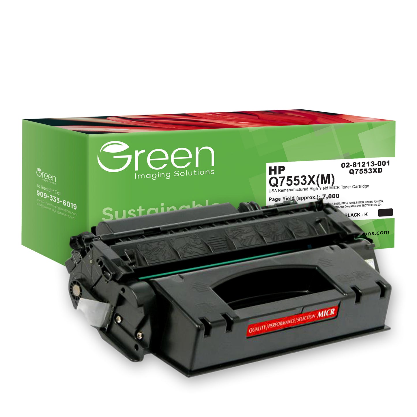 GIS USA Remanufactured High Yield MICR Toner Cartridge for HP Q7553X, TROY 02-81213-001