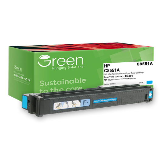 Green Imaging Solutions USA Remanufactured Cyan Toner Cartridge for HP 822A (C8551A)