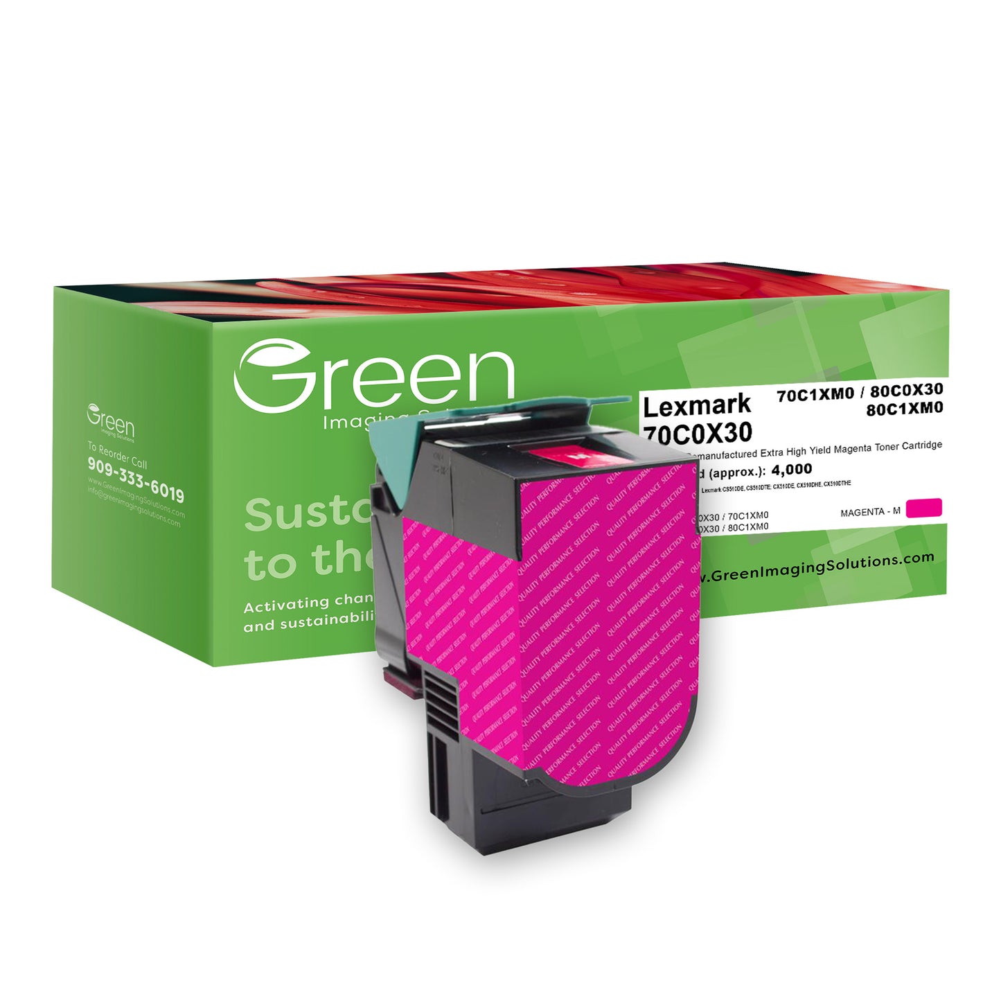 Green Imaging Solutions USA Remanufactured Extra High Yield Magenta Toner Cartridge for Lexmark CS510
