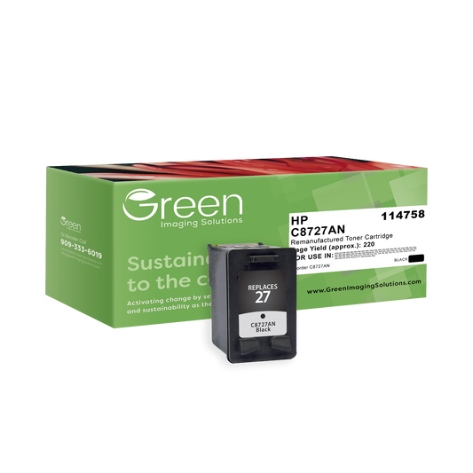 Green Imaging Solutions USA Remanufactured Black Ink Cartridge for HP 27 (C8727AN)