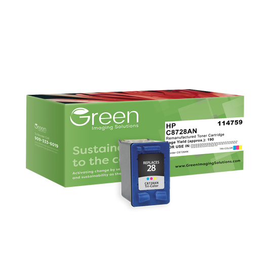 Green Imaging Solutions USA Remanufactured Tri-Color Ink Cartridge for HP 28 (C8728AN)