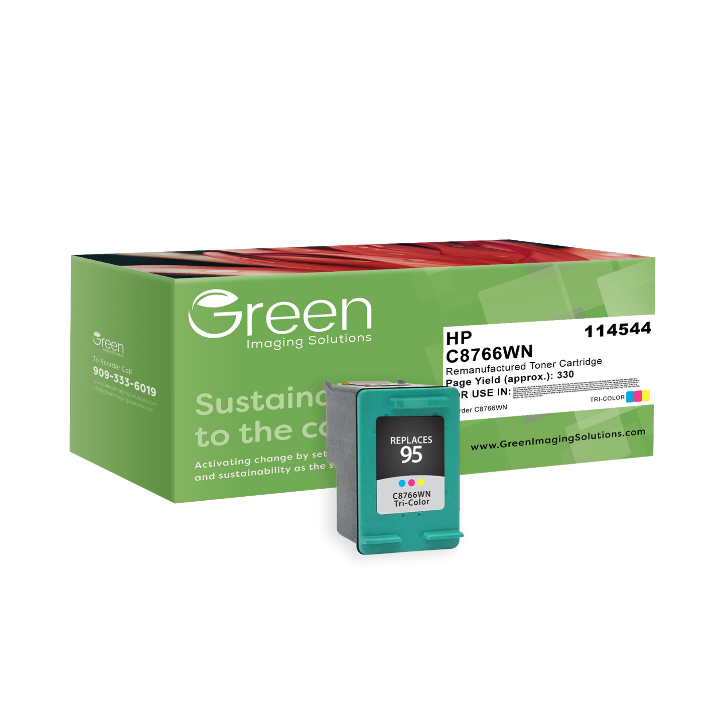Green Imaging Solutions USA Remanufactured Tri-Color Ink Cartridge for HP 95 (C8766WN)