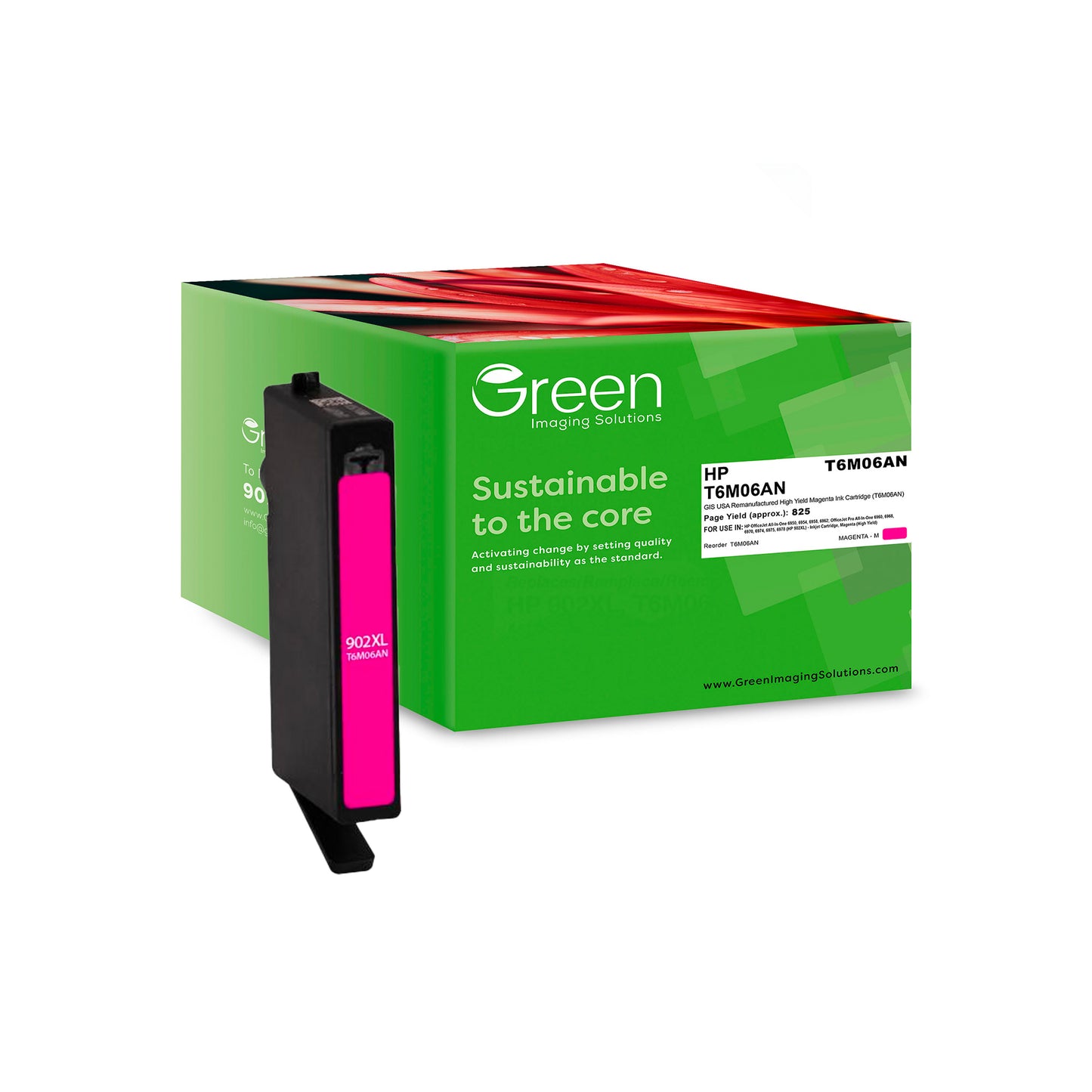 Green Imaging Solutions USA Remanufactured High Yield Magenta Ink Cartridge for HP 902XL (T6M06AN)