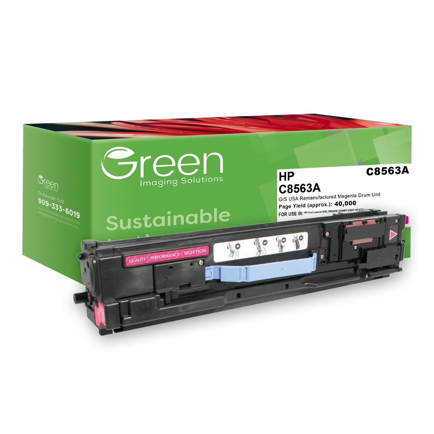 Green Imaging Solutions USA Remanufactured Magenta Drum Unit for HP 822A (C8563A)