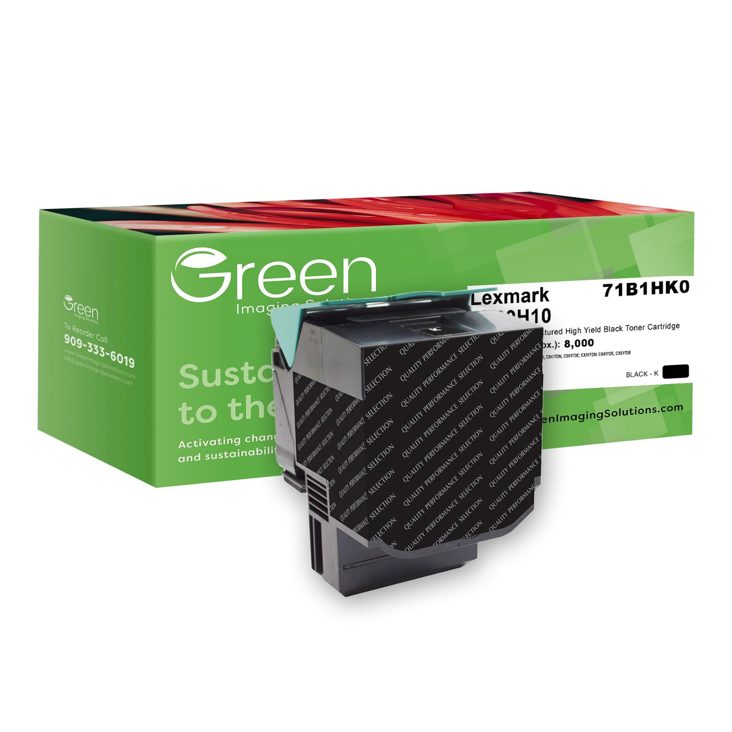Green Imaging Solutions USA Remanufactured High Yield Black Toner Cartridge for Lexmark CS417/CS517