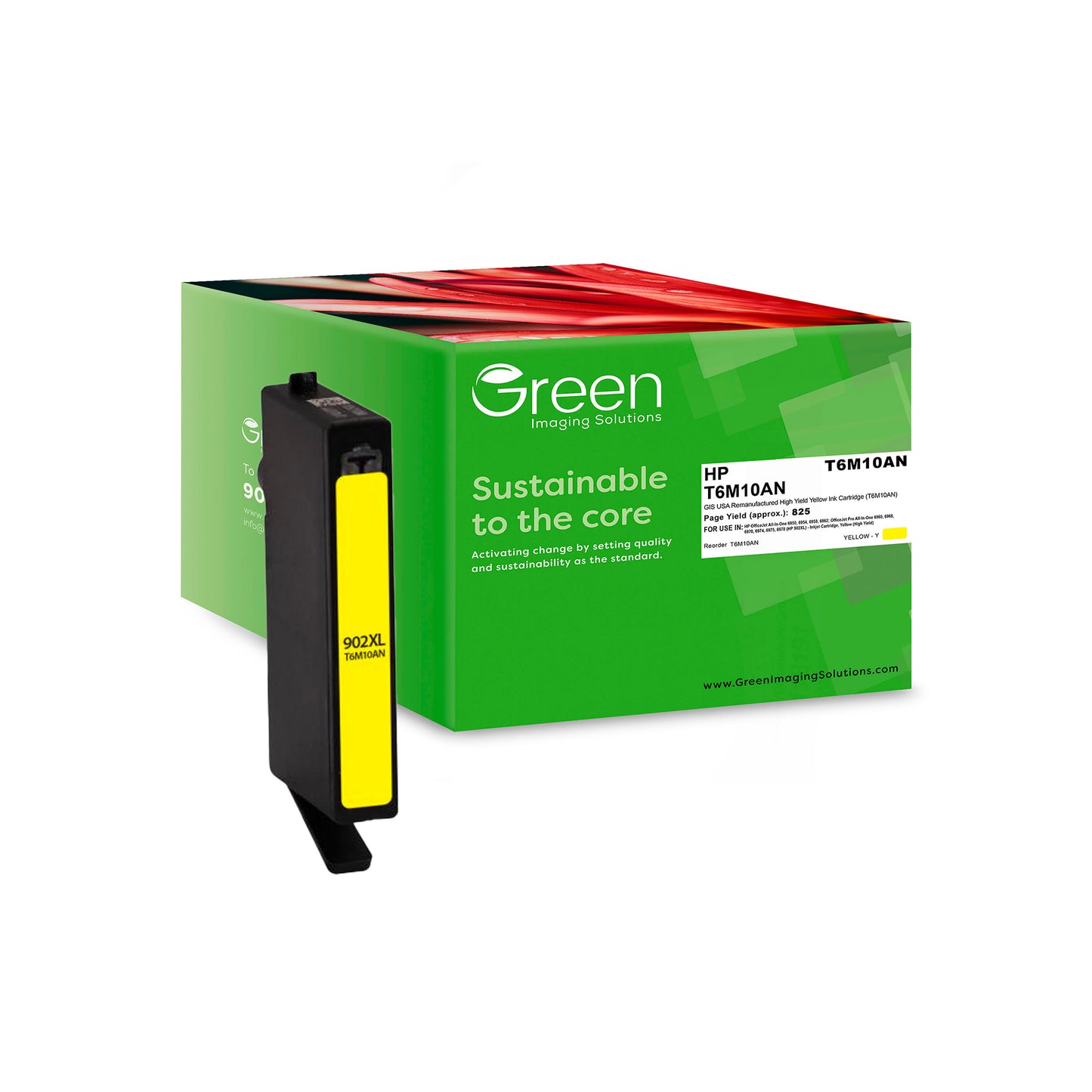 Green Imaging Solutions USA Remanufactured High Yield Yellow Ink Cartridge for HP 902XL (T6M10AN)