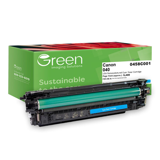 Green Imaging Solutions USA Remanufactured Cyan Toner Cartridge for Canon 0458C001 (040)