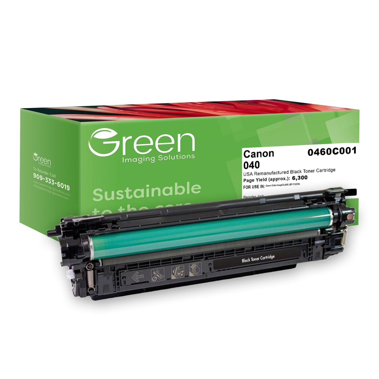 Green Imaging Solutions USA Remanufactured Black Toner Cartridge for Canon 0460C001 (040)