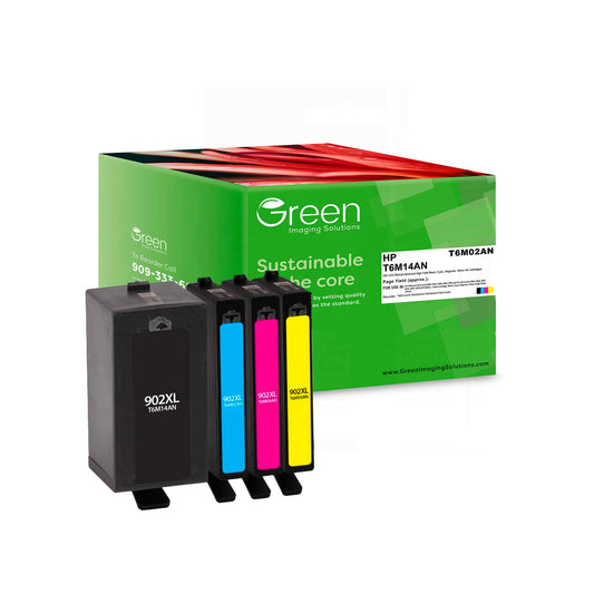 Green Imaging Solutions USA Remanufactured High Yield Black, Cyan, Magenta, Yellow Ink Cartridges for HP 902XL 4-Pack