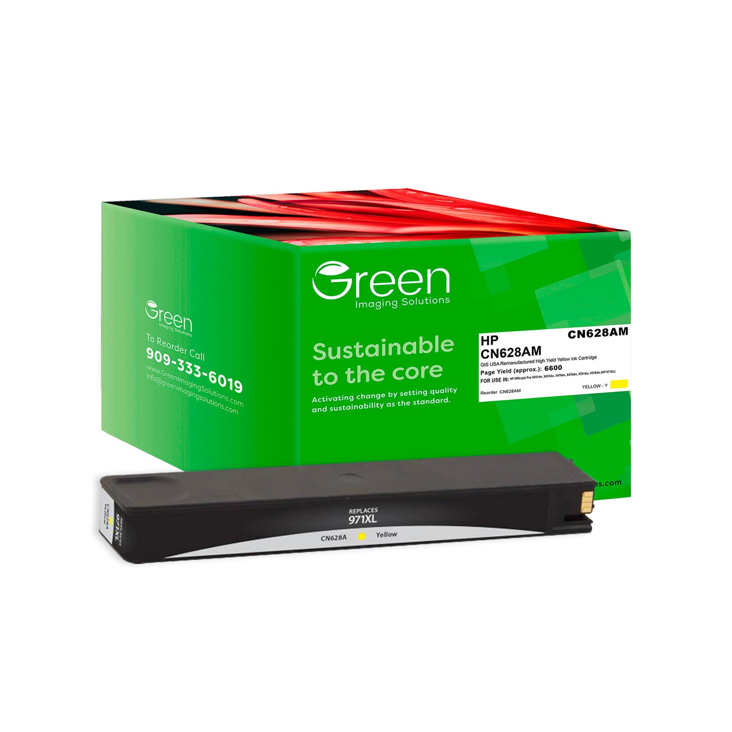 Green Imaging Solutions USA Remanufactured High Yield Yellow Ink Cartridge for HP 971XL ( CN628AM)