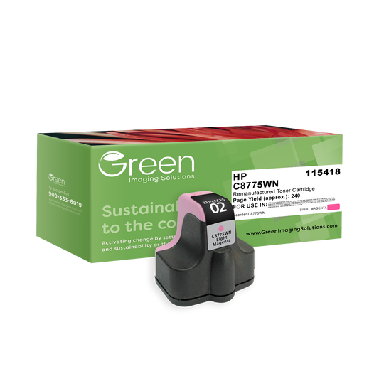 Green Imaging Solutions USA Remanufactured High Yield Light Magenta Ink Cartridge for HP 02 (C8775WN)