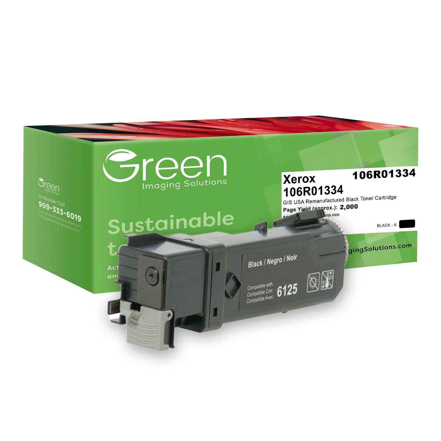 Green Imaging Solutions USA Remanufactured Non-OEM New Black Toner Cartridge for Xerox 106R01334