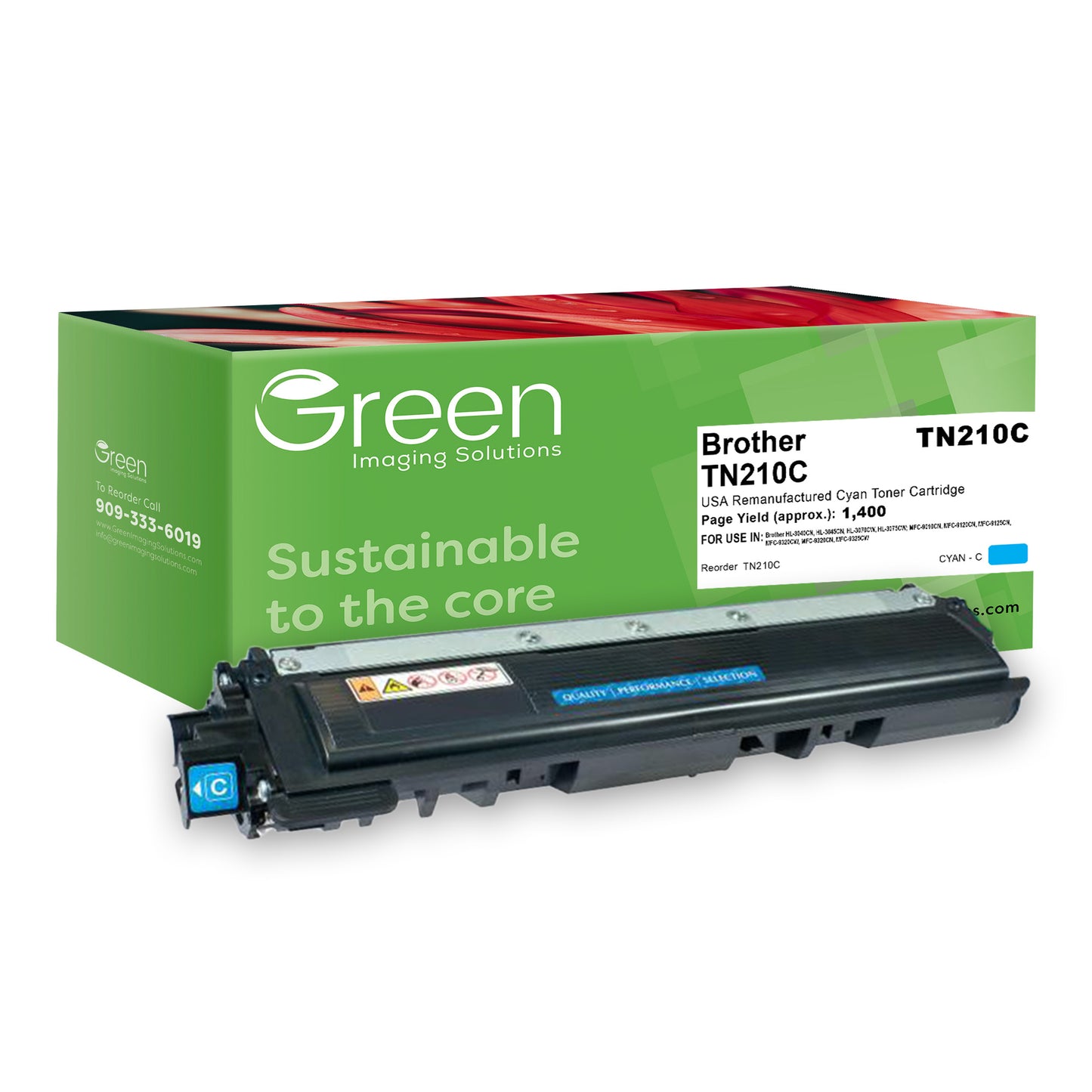 Green Imaging Solutions USA Remanufactured Cyan Toner Cartridge for Brother TN210