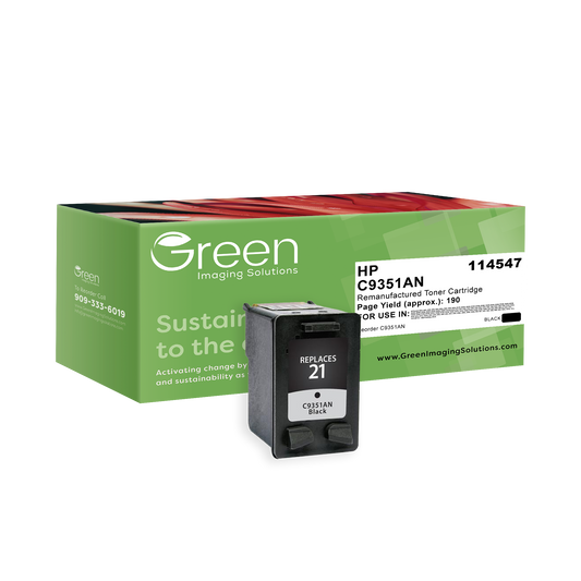 Green Imaging Solutions USA Remanufactured Black Ink Cartridge for HP 21 (C9351AN)