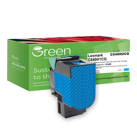 Green Imaging Solutions USA Remanufactured High Yield Cyan Toner Cartridge for Lexmark C540/C544/X543/X544