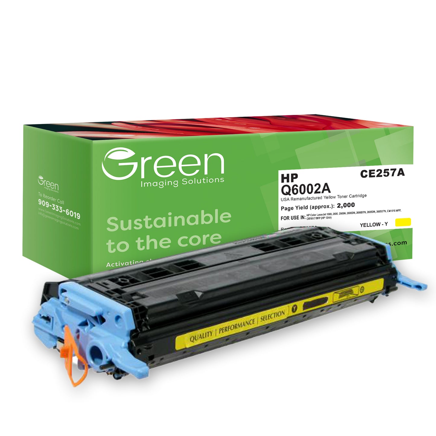 GIS USA Remanufactured Yellow Toner Cartridge for HP Q6002A (HP 124A)
