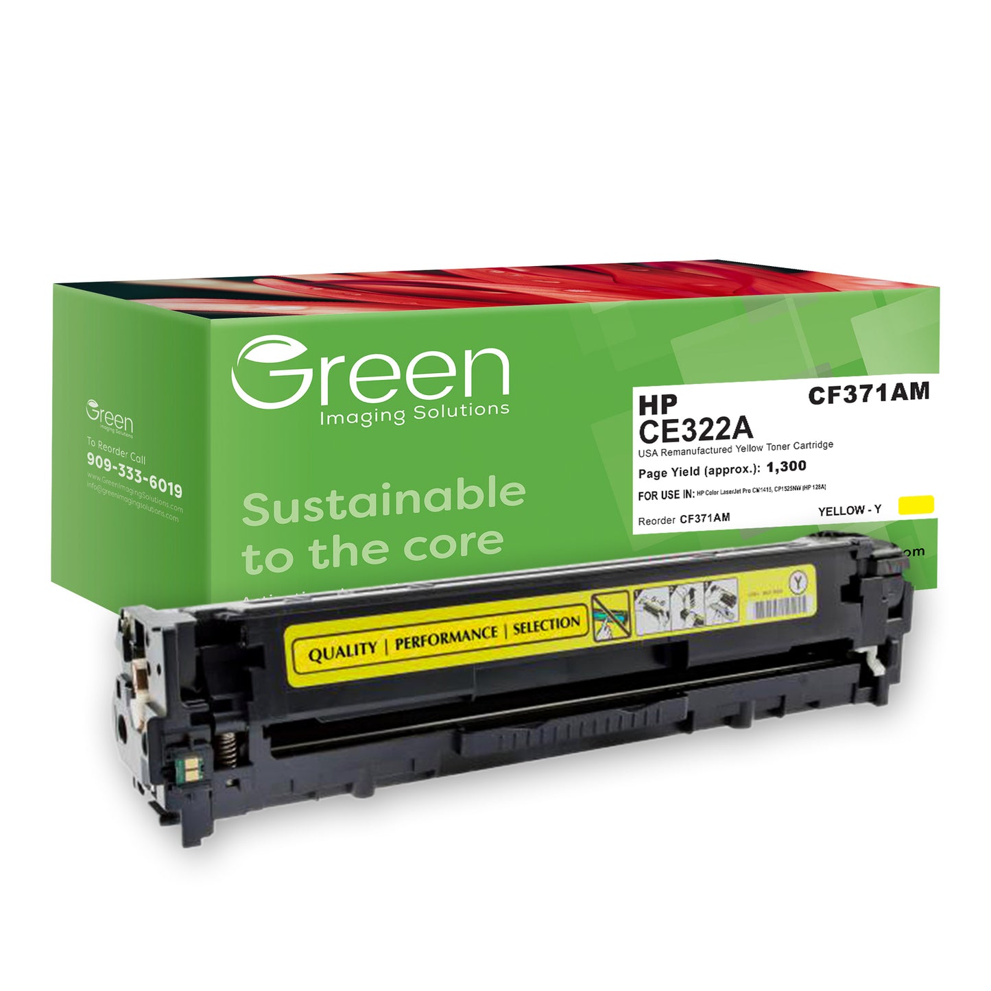 GIS USA Remanufactured Yellow Toner Cartridge for HP CE322A (HP 128A)