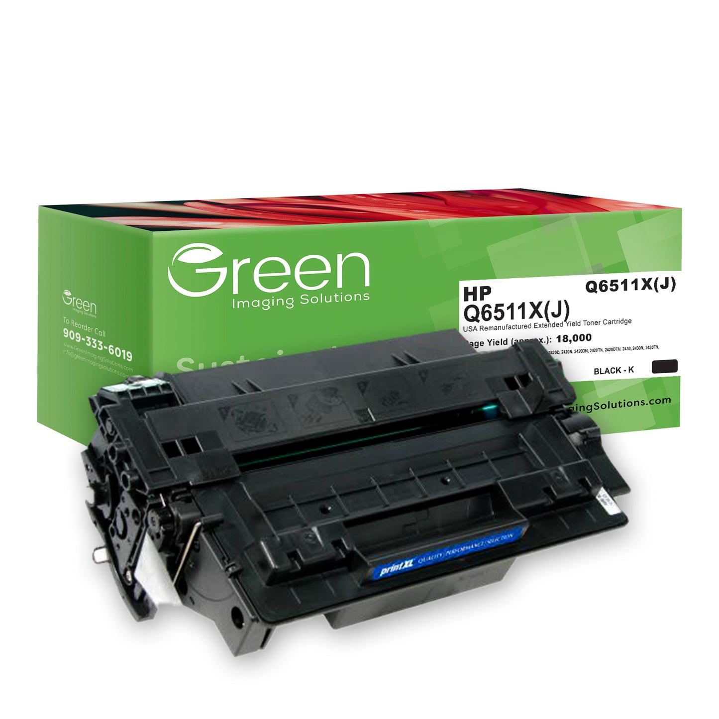 GIS USA Remanufactured Extended Yield Toner Cartridge for HP Q6511X