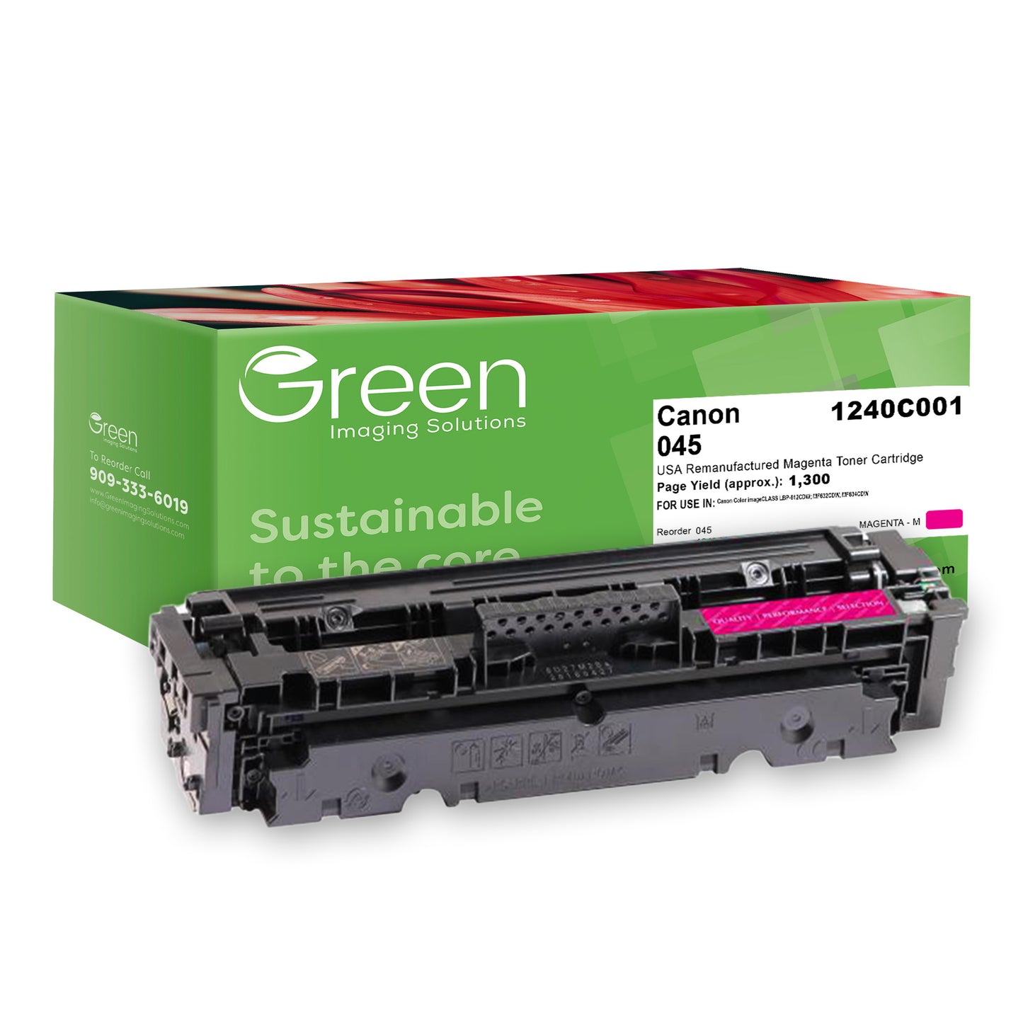 Green Imaging Solutions USA Remanufactured Magenta Toner Cartridge for Canon 1240C001 (045)