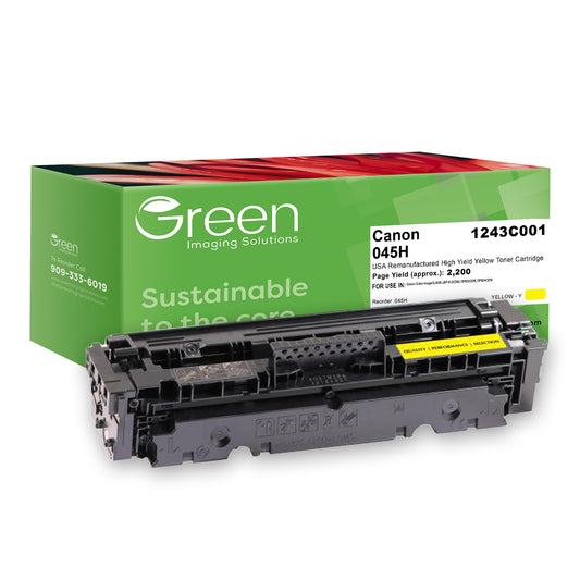 Green Imaging Solutions USA Remanufactured High Yield Yellow Toner Cartridge for Canon 1243C001 (045 H)