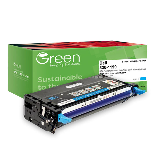 Green Imaging Solutions USA Remanufactured High Yield Cyan Toner Cartridge for Dell 3130
