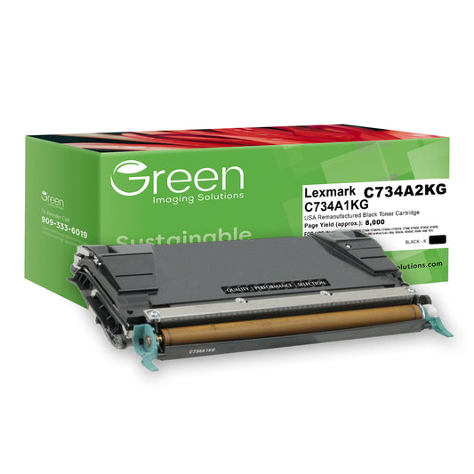 Green Imaging Solutions USA Remanufactured Black Toner Cartridge for Lexmark C734