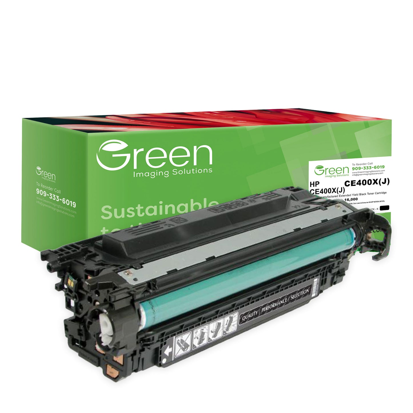 GIS USA Remanufactured Extended Yield Black Toner Cartridge for HP CE400X (HP 507X)
