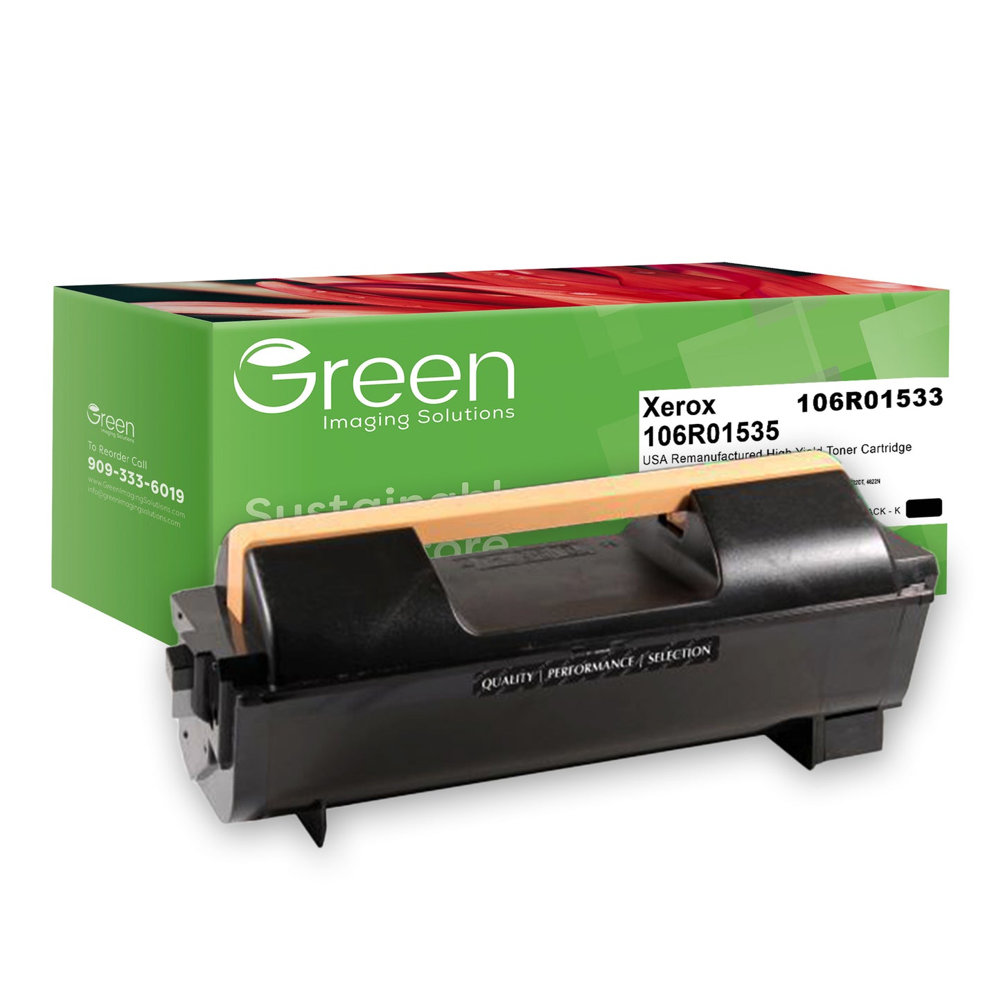 Green Imaging Solutions USA Remanufactured High Yield Toner Cartridge for Xerox 106R01535