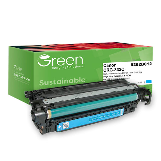 Green Imaging Solutions USA Remanufactured Cyan Toner Cartridge for Canon 6262B012 (CRG-332C)