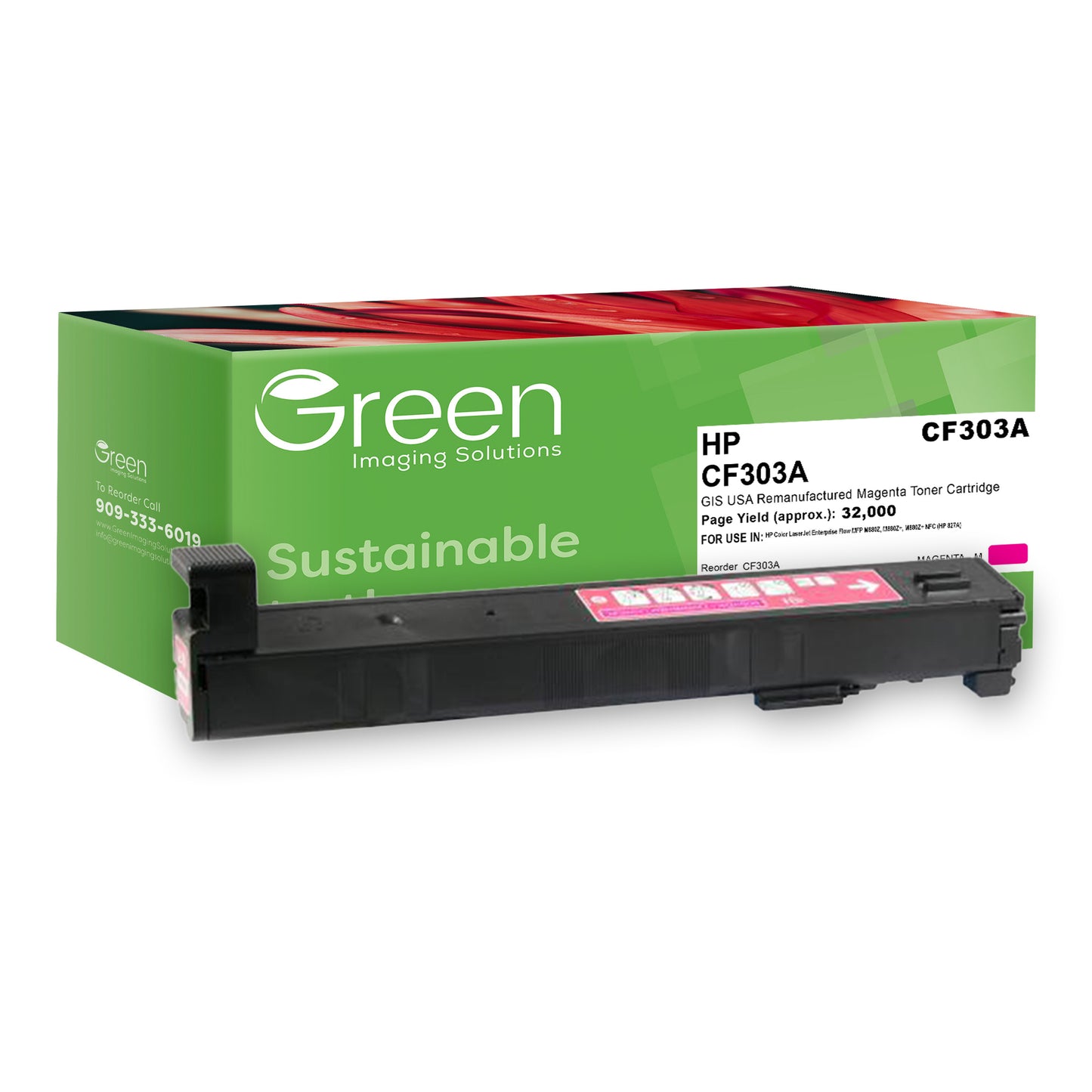 Green Imaging Solutions USA Remanufactured Magenta Toner Cartridge for HP 827A (CF303A)